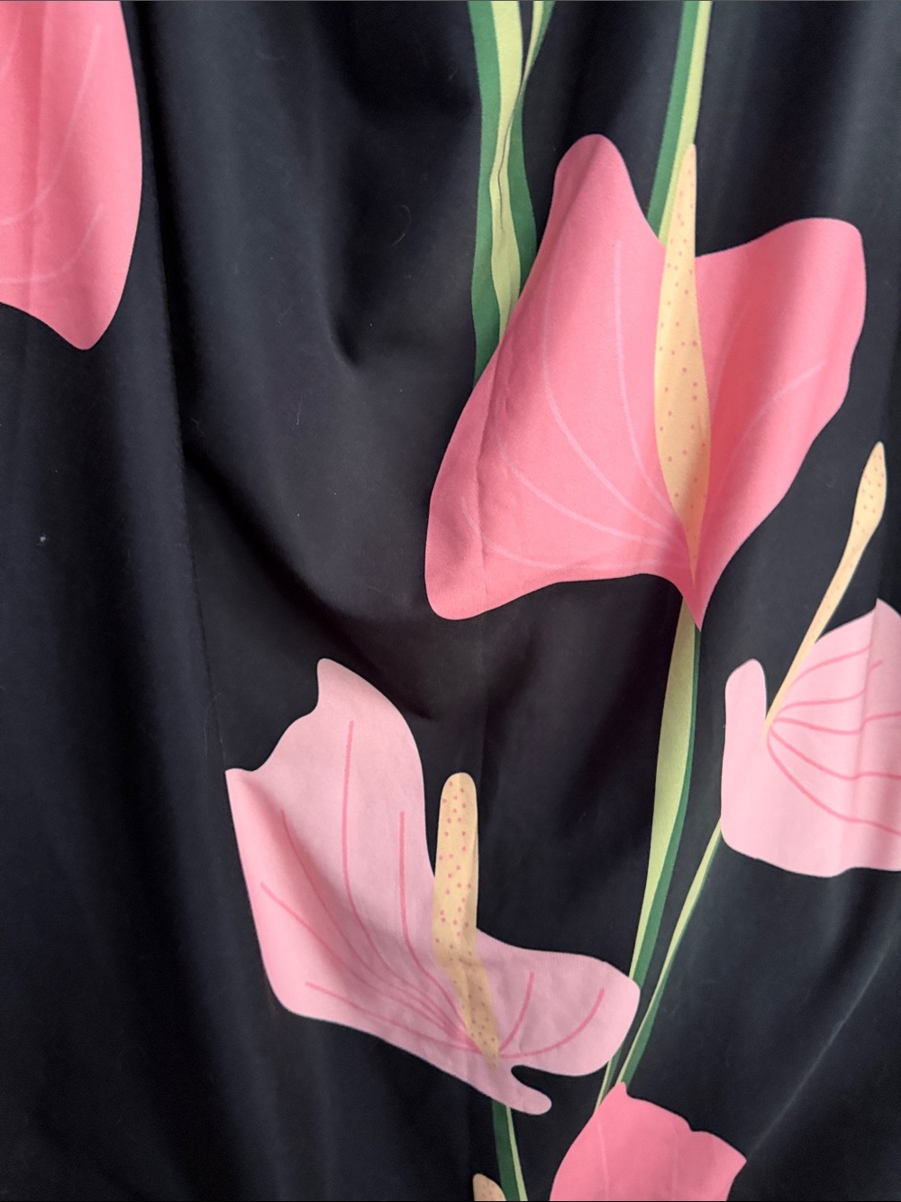Fighting Eel Cupid Anthurium Black Maxi Dress with Pink Floral Print - Picture 8 of 14